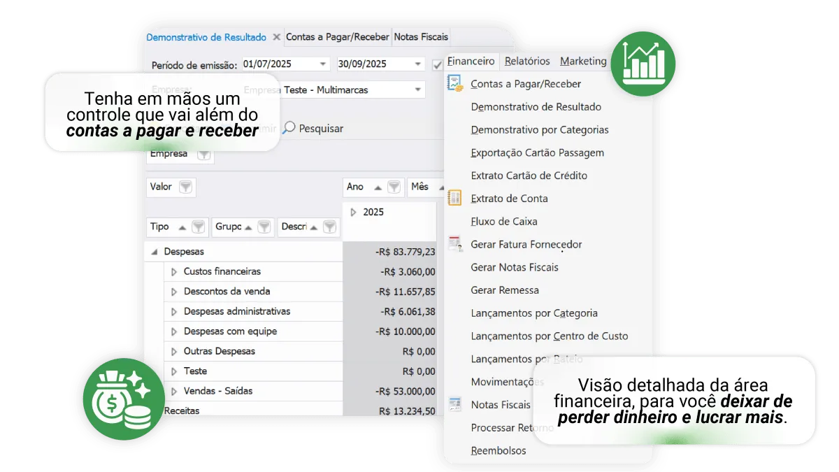 Tela de Financeiro do Monde